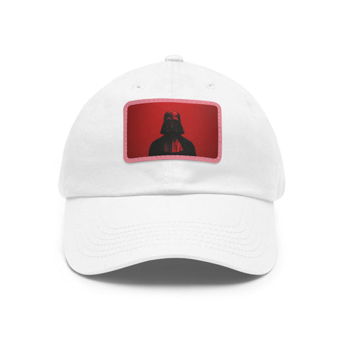Dark Side Vader cap in white with light brown rectangle patch.