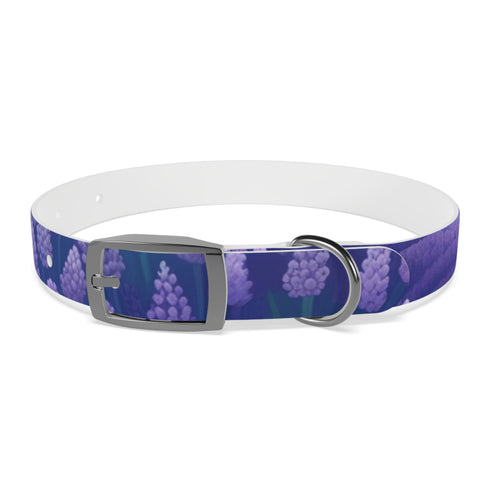 Stylish lavender floral dog collar for medium-sized pets in black onyx.