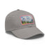 Swiss Alps watercolor cap in white with light brown rectangle patch.