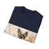 German Shepherd Watercolor Tee, Charcoal Cotton Crew Neck Regular Fit