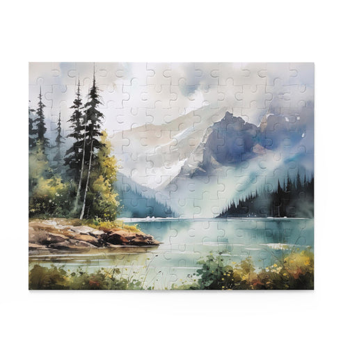 Wilderness Lake Forest Puzzle - Serene nature jigsaw for relaxation and fun