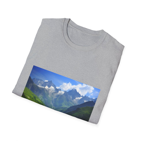 Charcoal cotton T-shirt with a majestic French Alps graphic design