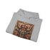 Tribal totem navy hoodie with intricate animal silhouette design.