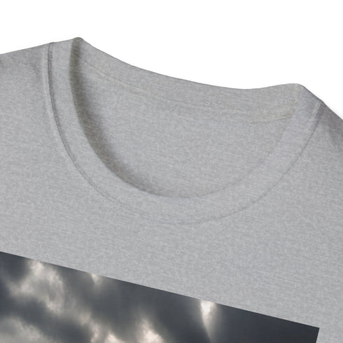 Charcoal cotton crew neck T-shirt with lighthouse amidst waves design