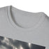 Charcoal cotton crew neck T-shirt with lighthouse amidst waves design