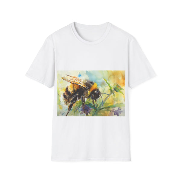 Bumblebee Watercolor Tee Charcoal S Crew Neck Summer T-Shirt Men Women