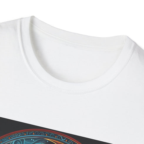 Charcoal mandala sun and moon t-shirt with crew neck cotton fabric