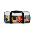 Abstract bold bright duffel bag with vibrant seamless pattern.