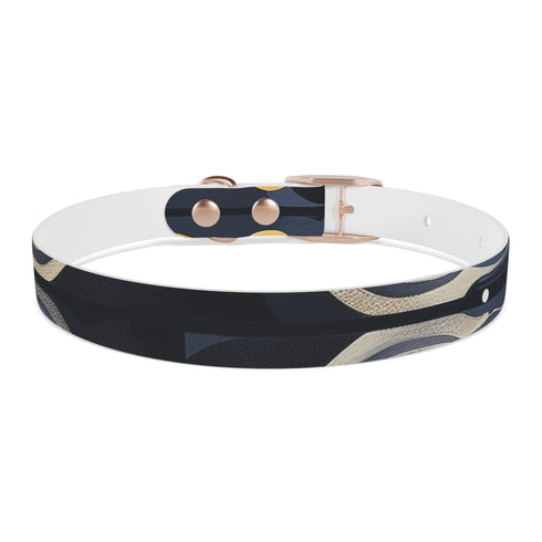 Artisan tile dog collar in black onyx for medium-sized dogs.
