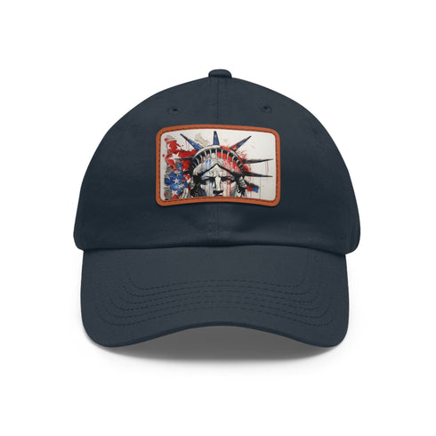 American flag baseball cap with unique sketch design in white.