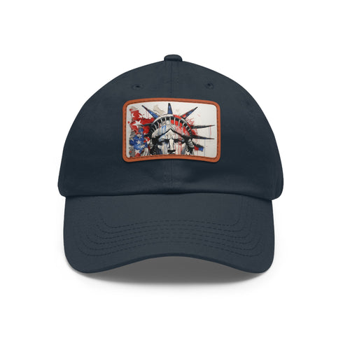 American flag baseball cap with unique line drawing splash design.