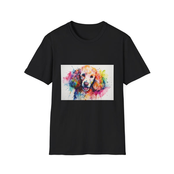🐾 Poodle Charm: A Watercolor Journey of Curiosity and Companionship | T-Shirt | Create a list numbered 1 to 10 of relevant longtail keywords, Please add at the end of each longtail keyword the corresponidng group number, using at least once an item from each group of the table Group 1 and Group 2 and maximum 2 times any keyword from Group 3 and do not include # or @ symbols., without mentionning anything about the product price or dimensions | Prints with Passion