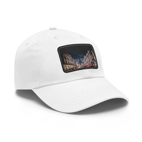 Stylish white baseball cap with London street sign design.