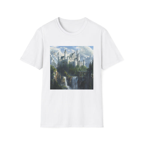 Realm of Enchantment Mystical Fantasy Castle T-Shirt Charcoal Unisex Men Women