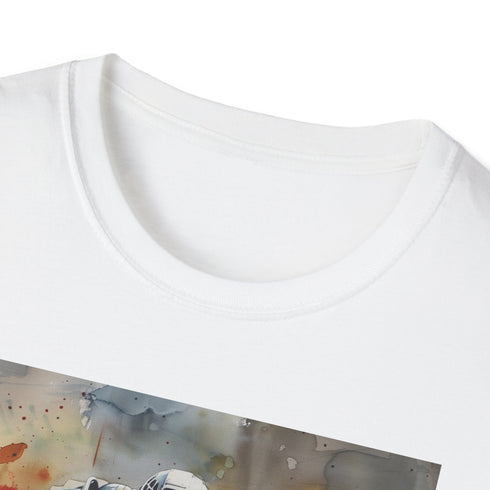 Charcoal cotton T-shirt with watercolor Fallout Power Armor design