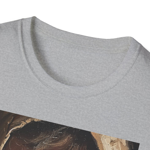 Charcoal Obi-Wan Kenobi painting t-shirt showcasing vibrant Jedi Master portrait