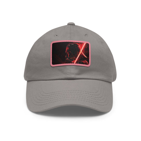 Unisex cotton baseball cap, dark side design, white/light brown patch.