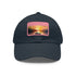 Fisherman cap with sunset design in white and light brown.