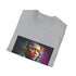Watercolor neon Barack Obama on charcoal cotton crew neck T-shirt