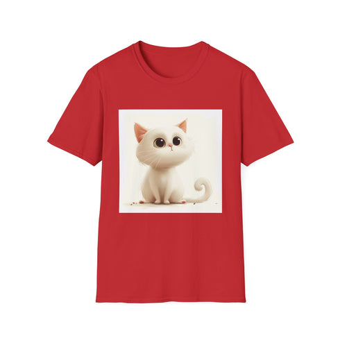 Charcoal cute cartoon cat t-shirt with playful, expressive design.