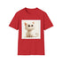 Charcoal cute cartoon cat t-shirt with playful, expressive design.