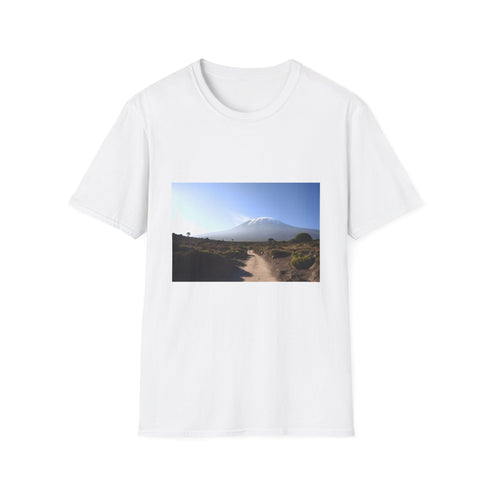 Charcoal cotton T-shirt featuring Majestic Mount Kilimanjaro design with crew neck