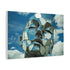 Mirror Fragments Forming a Face in Sky Stretched Canvas Wall Art