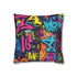 Neon Graffiti Pillow Case - Bold and vibrant urban graffiti design in bright neon colors for a pop of urban style in your bedroom decor.