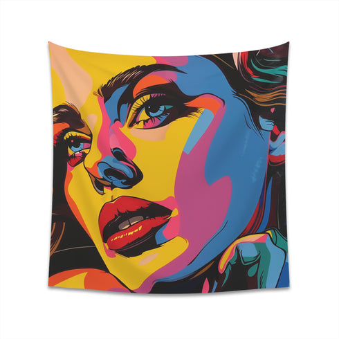 Pop Art Icon Portrait Tapestry | Bold & Vibrant Wall Art | High-Quality Material | 34 x 40 or 57 x 57 | Great Gift Idea