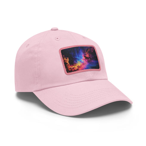 Galactic Glow Baseball Cap in White with Light Brown Patch