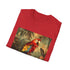 Vibrant charcoal t-shirt showcasing a colorful parrot on breathable cotton fabric