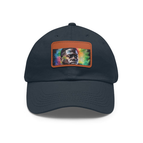 Kevin Hart neon watercolor cotton hat with light brown patch.
