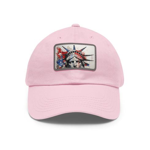 American flag baseball cap in white with unique sketch design.