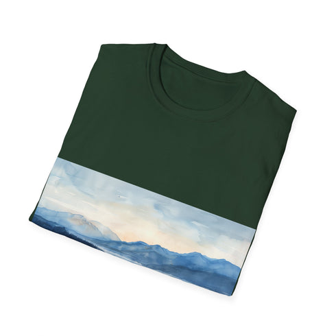 Alaska Bliss Watercolor Tee in Charcoal, Size Small Cotton T-shirt.
