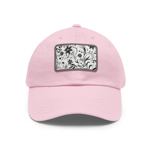 Monochrome baseball cap with repeating pattern design in white/light brown.