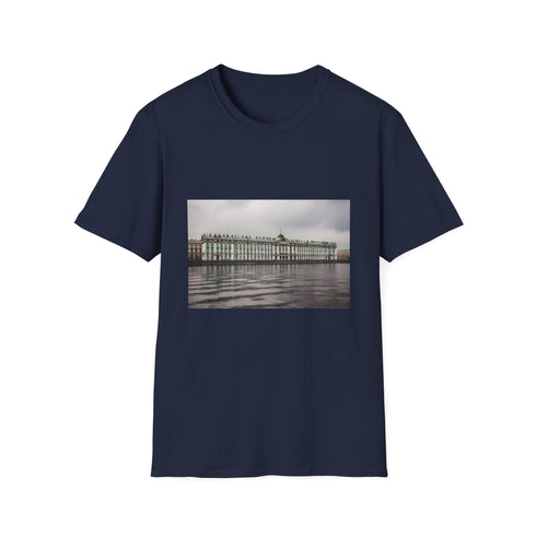 Charcoal cotton T-shirt with winter palace graphic featuring crew neck regular fit