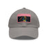 Neon watercolor baseball cap in white with light brown patch.