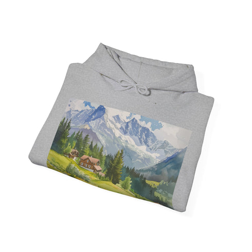 Swiss Alps Hoodie in Navy Soft Unisex Regular Fit Sweatshirt.