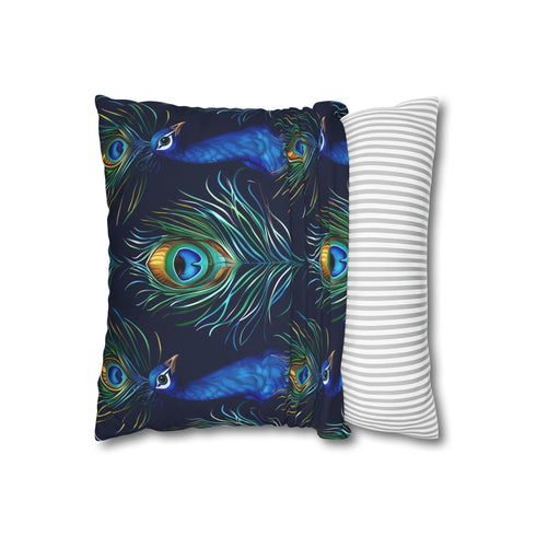 Emerald Peacock Feathers Luxe Seamless Square Cushion Cover - View 2 | Prints With Passion