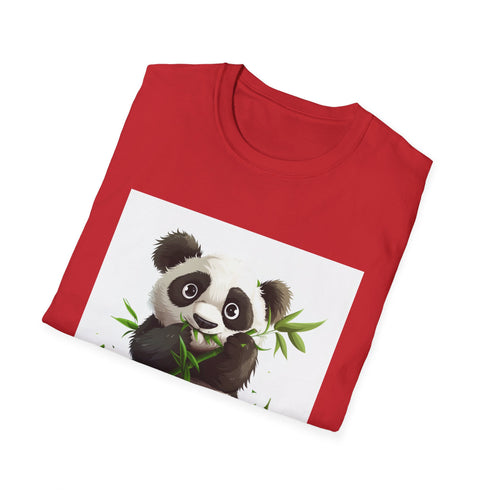 Panda graphic charcoal bamboo t-shirt, regular fit, crew neck summer tee.