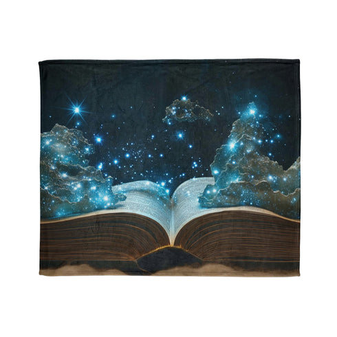 Book Pages Turning into Constellations Plush Fleece Throw Blanket