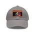 Neon Steve Jobs watercolor baseball cap with light brown patch.