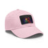 George Michael neon dreams watercolor cap, white with light brown patch.
