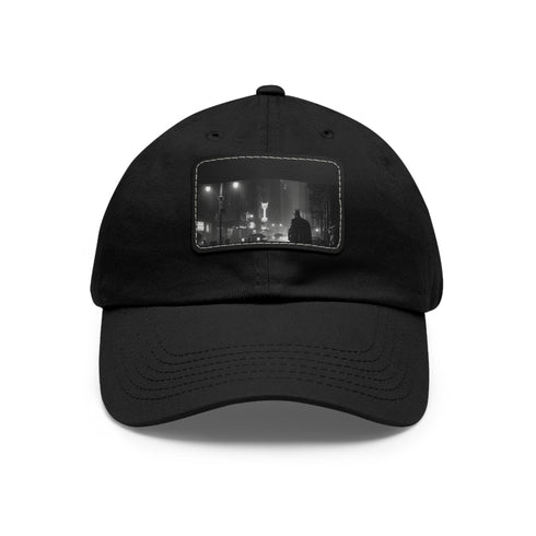 Dark Knight Gotham City white cap with rectangular Batman bat symbol.