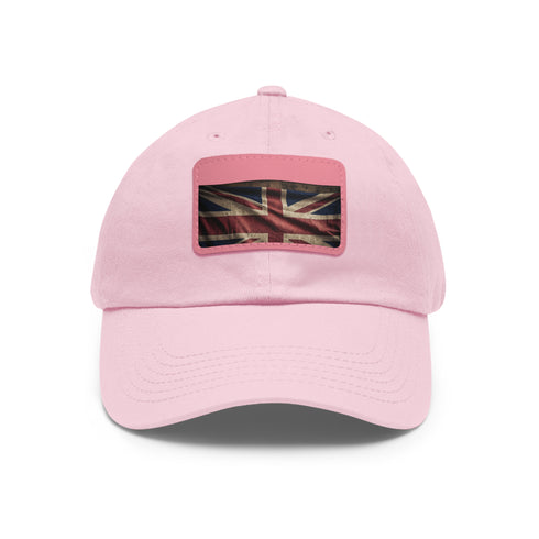 Stylish British Union Jack cap with white/light brown rectangle patch.