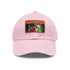 Neon watercolor splatter baseball cap with light brown rectangle patch.