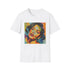 Charcoal cotton pop art portrait t-shirt with vibrant bold colors