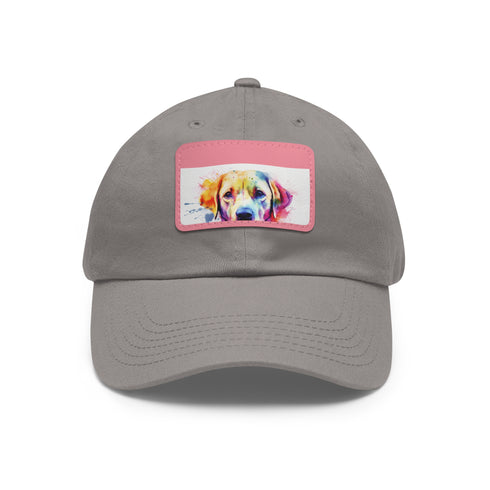 Adorable Labrador Baseball Cap in White with Light Brown patch.