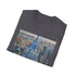 Charcoal DTG cotton t-shirt with watercolor Chrysler Building design