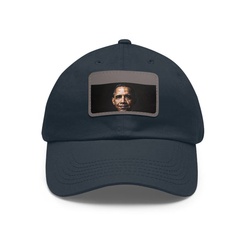 Stylish white cotton baseball cap with Barack Obama presidential logo.